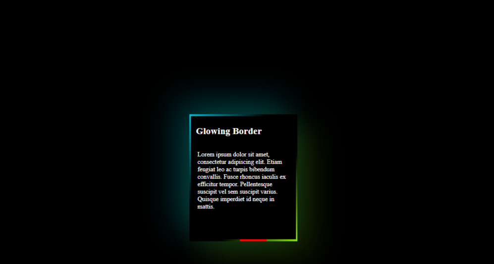 Glowing Border Example Codepen